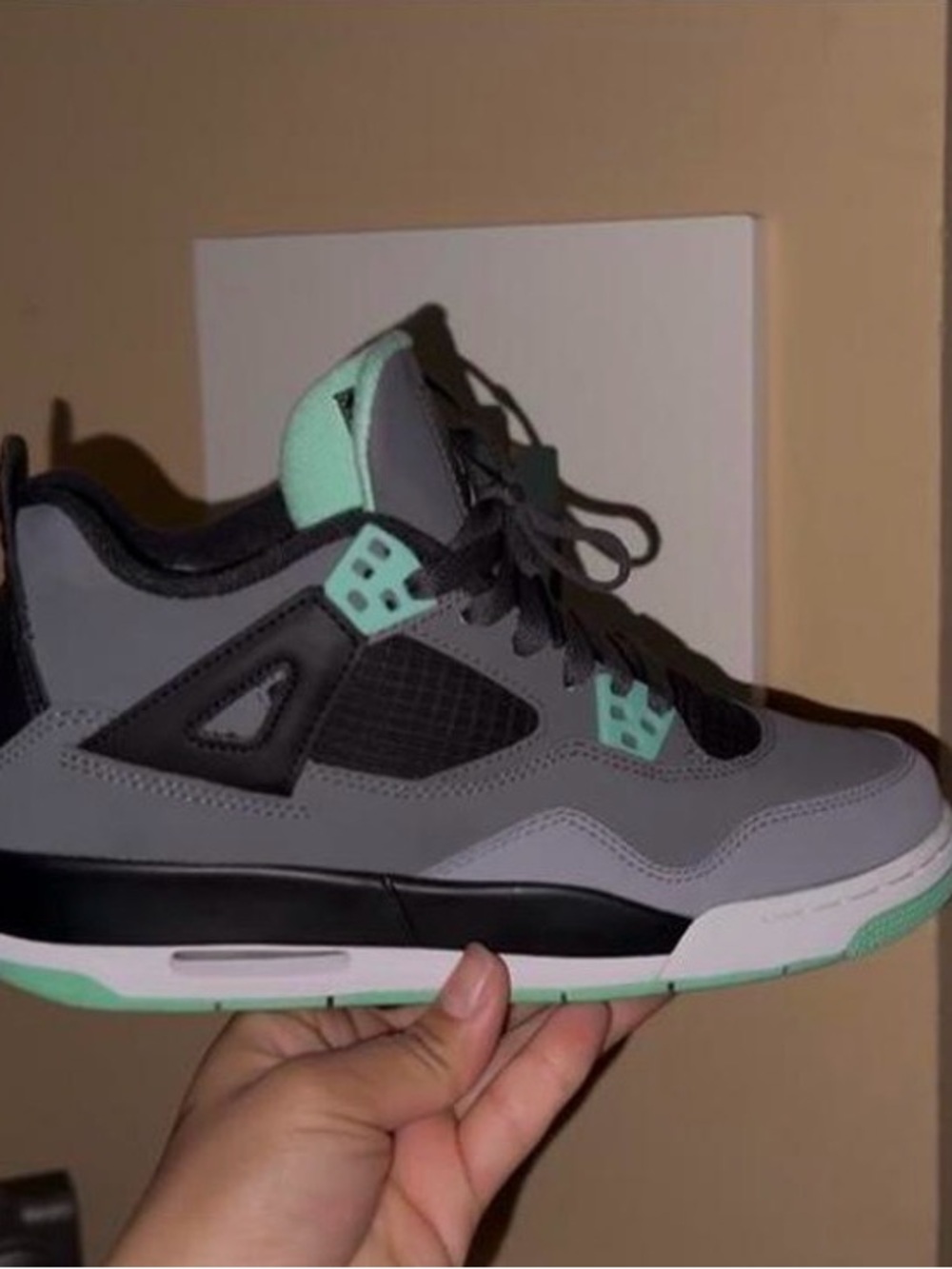 Jordan 4 Retro Grey and Mint Sneakers
